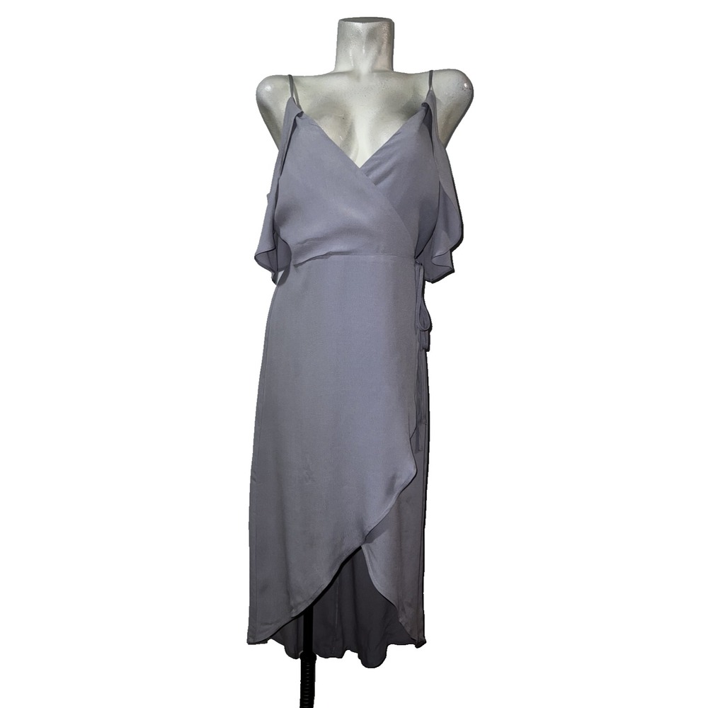 New Gianni Bini Lilac Piper Cold Shoulder Wrap Dress High Low Purple Size L NWT